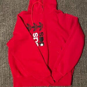 Retro Adidas red hoodie large